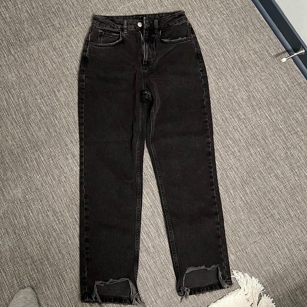 Reclaimed Vintage Black Wash Raw Hem Jeans